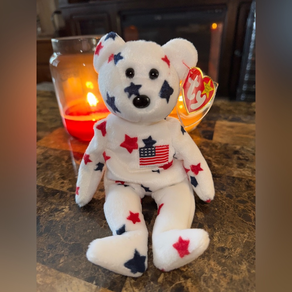 🇺🇸 Ty Beanie Baby Glory Bear July 4 1997 Patriotic Stars Collectible